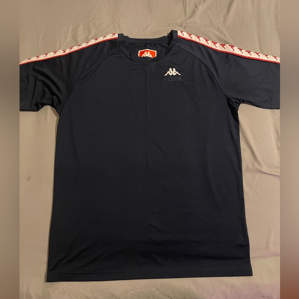 Kappa Men's Dark Blue Tee with Red Accents